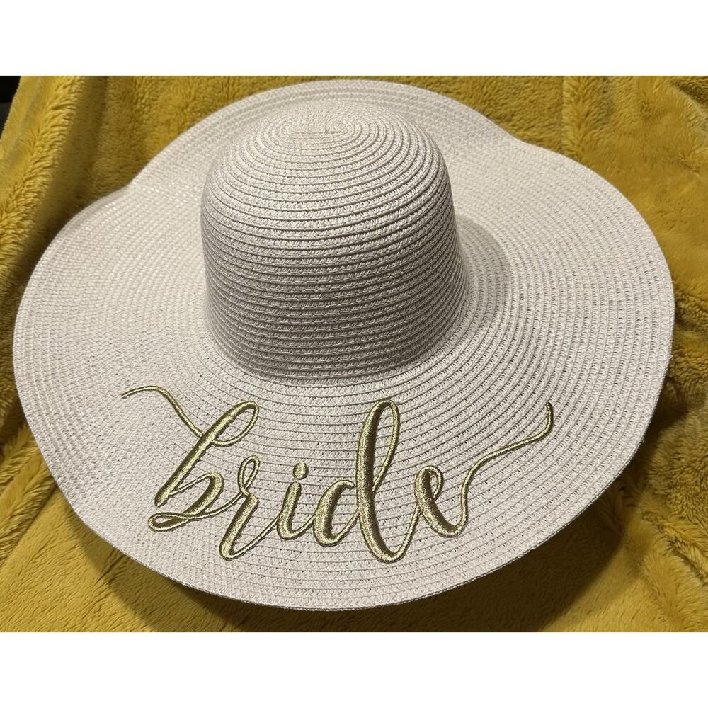 Chic Soul Women's BRIDE Weaved Beach Embroidered Floppy Brim Sun Hat Honeymoon